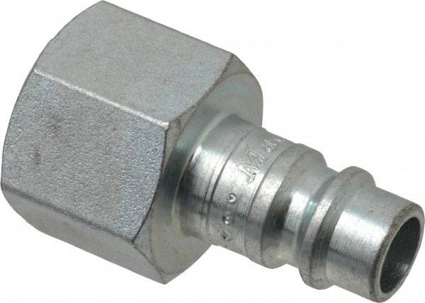 Parker - 3/8-18 Female NPTF European High Flow Pneumatic Hose Connector - Steel, 1/4" Body Diam - Eagle Tool & Supply