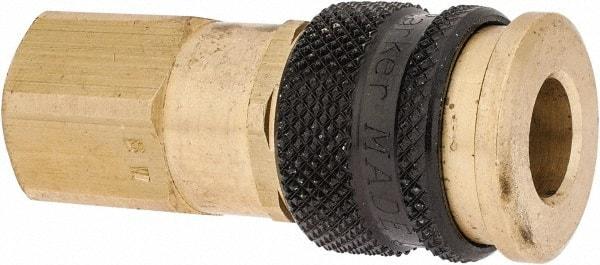 Parker - 1/2-14 Female NPTF Industrial Pneumatic Hose Coupler - Brass, 1/2" Body Diam - Eagle Tool & Supply
