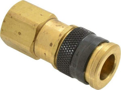 Parker - 1/2-14 Female NPTF Industrial Pneumatic Hose Coupler - Brass, 3/8" Body Diam - Eagle Tool & Supply