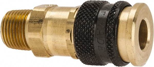 Parker - 3/8-18 Male NPTF Industrial Pneumatic Hose Coupler - Brass, 1/4" Body Diam - Eagle Tool & Supply
