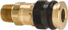 Parker - 3/8-18 Male NPTF Industrial Pneumatic Hose Coupler - Brass, 1/4" Body Diam - Eagle Tool & Supply