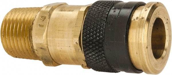 Parker - 1/2-14 Male NPTF Industrial Pneumatic Hose Coupler - Brass, 3/8" Body Diam - Eagle Tool & Supply