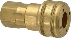 Parker - 3/8-18 Female NPTF Industrial Pneumatic Hose Coupler - Brass, 1/2" Body Diam - Eagle Tool & Supply