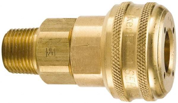 Parker - 3/4-14 Male NPT Industrial Pneumatic Hose Coupler - Brass, 3/4" Body Diam - Eagle Tool & Supply