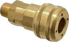Parker - 3/8-18 Male NPT Industrial Pneumatic Hose Coupler - Brass, 1/2" Body Diam - Eagle Tool & Supply