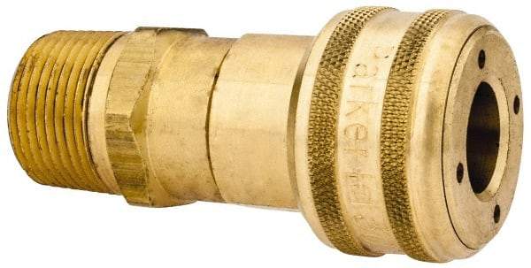 Parker - 3/4-14 Male NPT Industrial Pneumatic Hose Coupler - Brass, 1/2" Body Diam - Eagle Tool & Supply