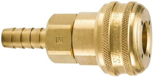 Parker - Hose Barb Industrial Pneumatic Hose Coupler - Brass, 3/4" Body Diam, 1/2" Hose ID - Eagle Tool & Supply