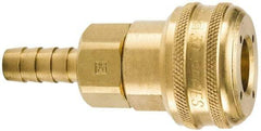 Parker - Hose Barb Industrial Pneumatic Hose Coupler - Brass, 3/4" Body Diam, 1/2" Hose ID - Eagle Tool & Supply