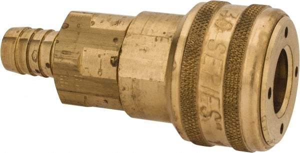 Parker - Hose Barb Industrial Pneumatic Hose Coupler - Brass, 1/2" Body Diam, 1/2" Hose ID - Eagle Tool & Supply