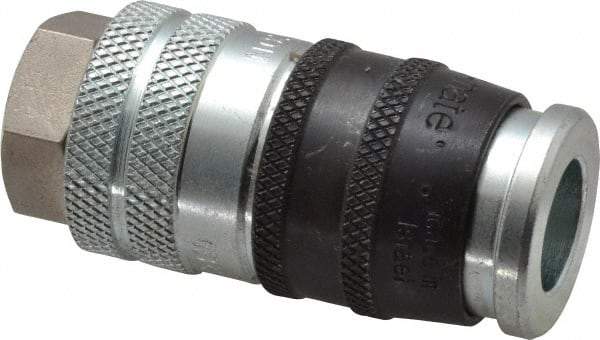 Parker - 3/8-18 Female NPTF Industrial Pneumatic Hose Coupler - Steel, 3/8" Body Diam - Eagle Tool & Supply