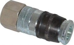 Parker - 1/2-14 Female NPTF Industrial Pneumatic Hose Coupler - Steel, 3/8" Body Diam - Eagle Tool & Supply