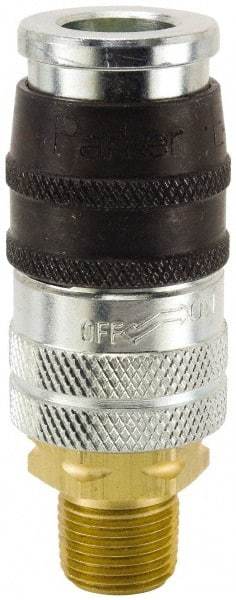 Parker - 1/4-18 Male NPT Industrial Pneumatic Hose Coupler - Steel, 1/4" Body Diam - Eagle Tool & Supply