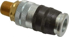 Parker - 3/8-18 Male NPT Industrial Pneumatic Hose Coupler - Steel, 3/8" Body Diam - Eagle Tool & Supply