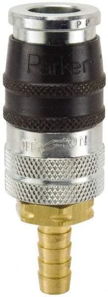 Parker - Hose Barb Industrial Pneumatic Hose Coupler - Steel, 1/4" Body Diam, 3/8" Hose ID - Eagle Tool & Supply