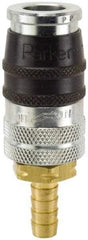 Parker - Hose Barb Industrial Pneumatic Hose Coupler - Steel, 1/4" Body Diam, 3/8" Hose ID - Eagle Tool & Supply