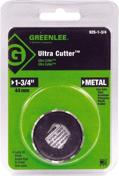 Greenlee - 1-3/4" Diam, 1/2" Cutting Depth, Hole Saw - High Speed Steel Saw, Toothed Edge - Eagle Tool & Supply