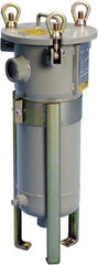 Parker - 2 Inch Pipe, FNPT End Connections, 18 Inch Long Cartridge, 60.56 Inch Long, Cartridge Filter Housing with Pressure Relief - 2 Cartridges, 150 psi Max Working Pressure, 304L Grade - Eagle Tool & Supply