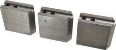 H & R Manufacturing - 1.5mm x 60° Serrated Attachment, Square Soft Lathe Chuck Jaw - 3 Jaws, Steel, 0.787" Btw Mount Hole Ctrs, 3-1/8" Long x 1-1/4" Wide x 3" High, 0.472" Groove, 10mm Fastener - Eagle Tool & Supply