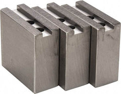 H & R Manufacturing - 1.5mm x 60° Serrated Attachment, Square Soft Lathe Chuck Jaw - 3 Jaws, Steel, 1" Btw Mount Hole Ctrs, 3-1/2" Long x 1-1/2" Wide x 3-1/2" High, 0.551" Groove, 12mm Fastener - Eagle Tool & Supply