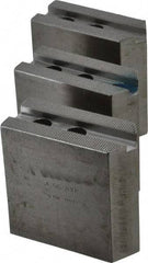 H & R Manufacturing - 1.5mm x 60° Serrated Attachment, Square Soft Lathe Chuck Jaw - 3 Jaws, Steel, 1" Btw Mount Hole Ctrs, 3-1/2" Long x 1-1/2" Wide x 3-1/2" High, 0.551" Groove, 12mm Fastener - Eagle Tool & Supply