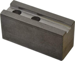 H & R Manufacturing - 1.5mm x 60° Serrated Attachment, Square Soft Lathe Chuck Jaw - 3 Jaws, Steel, 1.266" Btw Mount Hole Ctrs, 4" Long x 1-1/2" Wide x 2" High, 0.63" Groove, 12mm Fastener - Eagle Tool & Supply