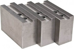 H & R Manufacturing - 1.5mm x 60° Serrated Attachment, Square Soft Lathe Chuck Jaw - 3 Jaws, Steel, 1.181" Btw Mount Hole Ctrs, 5-1/4" Long x 2" Wide x 3-1/2" High, 0.71" Groove, 12mm Fastener - Eagle Tool & Supply