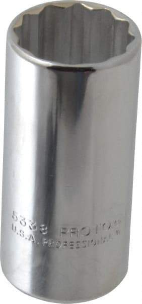 Proto - 1-3/16", 1/2" Drive, Deep Hand Socket - 12 Points, 3-1/4" OAL, Chrome Finish - Eagle Tool & Supply