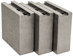 H & R Manufacturing - 1.5mm x 60° Serrated Attachment, Square Soft Lathe Chuck Jaw - 3 Jaws, Steel, 1.266" Btw Mount Hole Ctrs, 4" Long x 1-1/2" Wide x 4" High, 0.63" Groove, 12mm Fastener - Eagle Tool & Supply