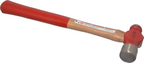 Proto - 1 Lb Head Ball Pein Hammer - Wood Handle with Red Laquer Grip, 14-1/2" OAL - Eagle Tool & Supply