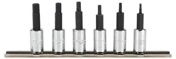 Proto - 6 Piece 1/4" Drive Metric Hex Bit Socket Set - 2 to 6mm Hex - Eagle Tool & Supply