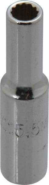 Proto - 1/4" Drive, Deep Hand Socket - 12 Points, 1-15/16" OAL, Chrome Finish - Eagle Tool & Supply