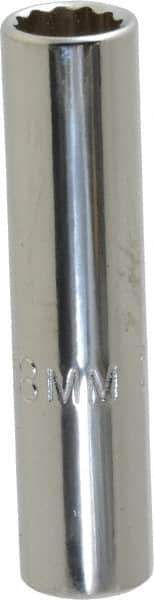 Proto - 1/4" Drive, Deep Hand Socket - 12 Points, 1-15/16" OAL, Chrome Vanadium, Chrome Finish - Eagle Tool & Supply