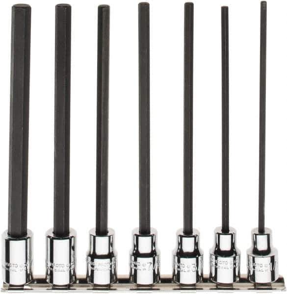 Proto - 7 Piece 3/8" Drive Inch Hex Bit Socket Set - 1/8 to 3/8" Hex - Eagle Tool & Supply