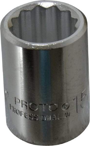 Proto - 15/16", 3/4" Drive, Standard Hand Socket - 12 Points, 2" OAL, Chrome Finish - Eagle Tool & Supply