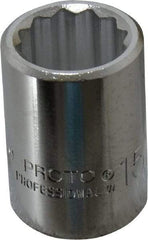 Proto - 15/16", 3/4" Drive, Standard Hand Socket - 12 Points, 2" OAL, Chrome Finish - Eagle Tool & Supply