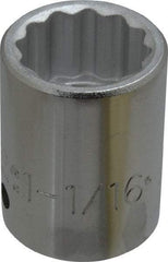 Proto - 1-1/16", 3/4" Drive, Standard Hand Socket - 12 Points, 2" OAL, Chrome Finish - Eagle Tool & Supply