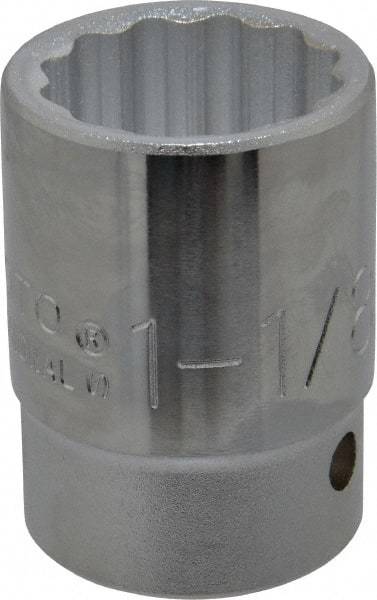 Proto - 1-1/8", 3/4" Drive, Standard Hand Socket - 12 Points, 2-7/32" OAL, Chrome Finish - Eagle Tool & Supply