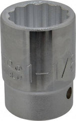 Proto - 1-1/8", 3/4" Drive, Standard Hand Socket - 12 Points, 2-7/32" OAL, Chrome Finish - Eagle Tool & Supply