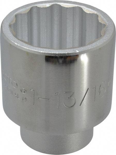 Proto - 1-13/16", 3/4" Drive, Standard Hand Socket - 12 Points, 2-29/32" OAL, Chrome Finish - Eagle Tool & Supply