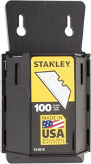 Stanley - 100 Piece Carbon Steel Utility Knife Blade - 2-7/16" OAL, 0.024" Blade Thickness - Eagle Tool & Supply