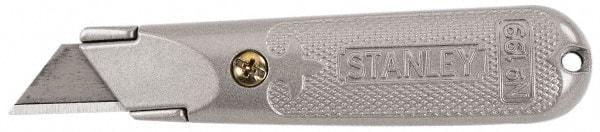 Stanley - Fixed Utility Knife - Aluminum Handle, 3 Blades Included - Eagle Tool & Supply