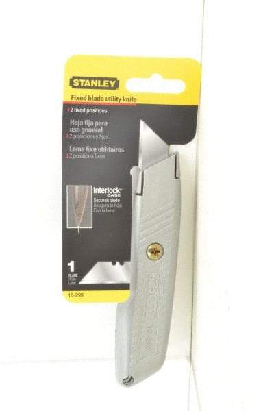 Stanley - Fixed Utility Knife - Aluminum Handle, 1 Blade Included - Eagle Tool & Supply