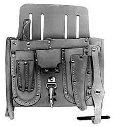 Proto - 6 Pocket Electrician's Holster - Leather, Natural, 10-1/2" Wide x 10" High - Eagle Tool & Supply