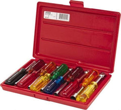 Proto - 11 Piece 3/16 to 5/8" Nutdriver Set - Solid Shaft, Color Coded Handle - Eagle Tool & Supply