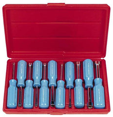 Proto - 11 Piece 4 to 14mm Nutdriver Set - Standard Shaft, Color Coded Handle - Eagle Tool & Supply