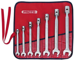 Proto - 7 Piece, 3/8" to 3/4", 12 Point Flex Head Combination Wrench Set - Inch Measurement Standard, Satin Finish, Comes in Nylon Roll - Eagle Tool & Supply