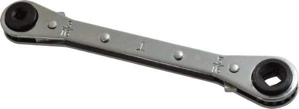 Proto - 1/4" & 3/16" Sq x 3/8" & 5/16" Sq 4 Point 4 in 1 Reversible Ratcheting Box Wrench - Double End, 5-1/2" OAL, Steel - Eagle Tool & Supply