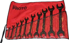 Proto - 10 Piece, 5/16" x 3/8" to 1-1/2" x 1-5/8", Open End Wrench Set - Inch Measurement Standard, Black Oxide Finish, Comes in Nylon Roll - Eagle Tool & Supply