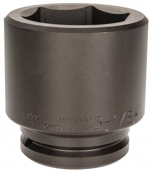 Proto - 1-1/2" Drive 3-1/8" Standard Impact Socket - 6 Points, 4-5/8" OAL - Eagle Tool & Supply