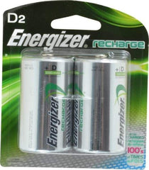 Energizer - Size D, NiMH, 2 Pack, Standard Battery - 1.2 Volts, Button Tab Terminal - Eagle Tool & Supply